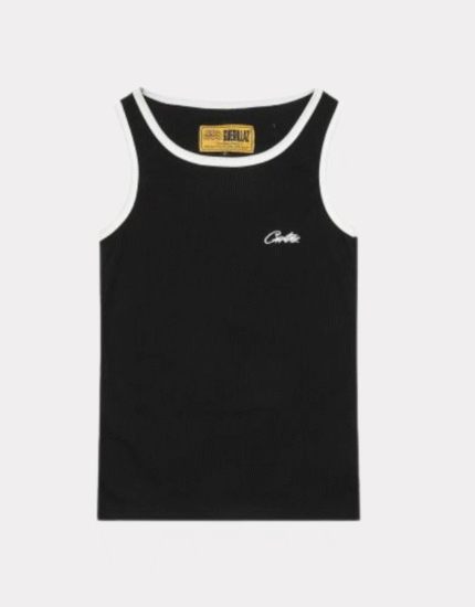 Corteiz Black Ribbed Tank Top