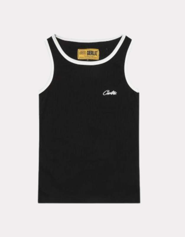 Corteiz Black Ribbed Tank Top