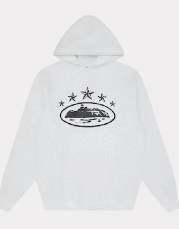 Corteiz 5 Starz Alcatraz Hoodie White