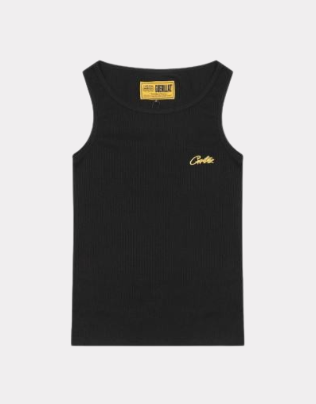 Corteiz Black Ribbed Tank Top