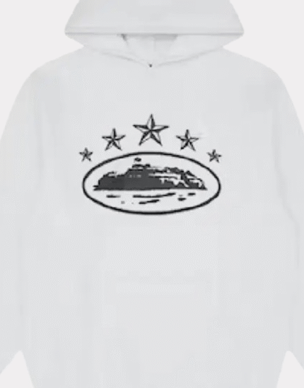Corteiz 5 Starz Alcatraz Hoodie White