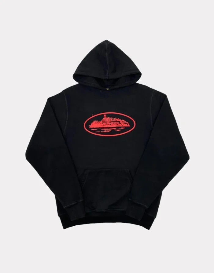 Corteiz Alcatraz Hoodie Black/Red Fast & Free Shipping
