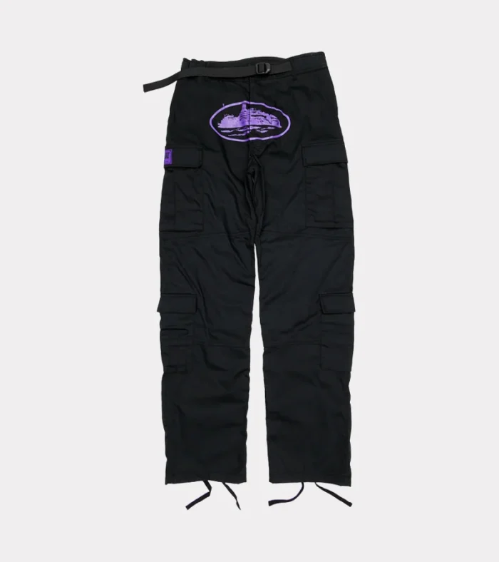 Corteiz Purp Guerillaz Cargos Black/Purple Fast & Free Shipping