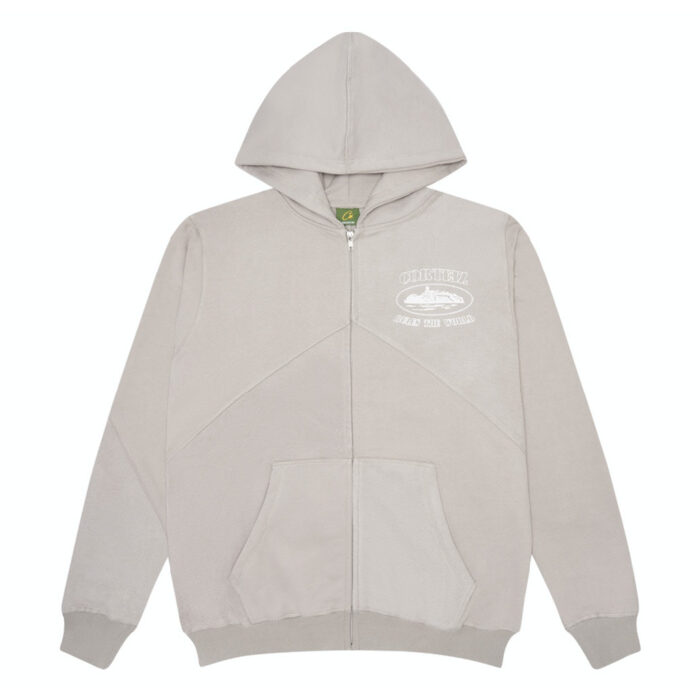 Corteiz Superior V2 Zip Up Hoodie in Stone Grey Fast & Free Shipping